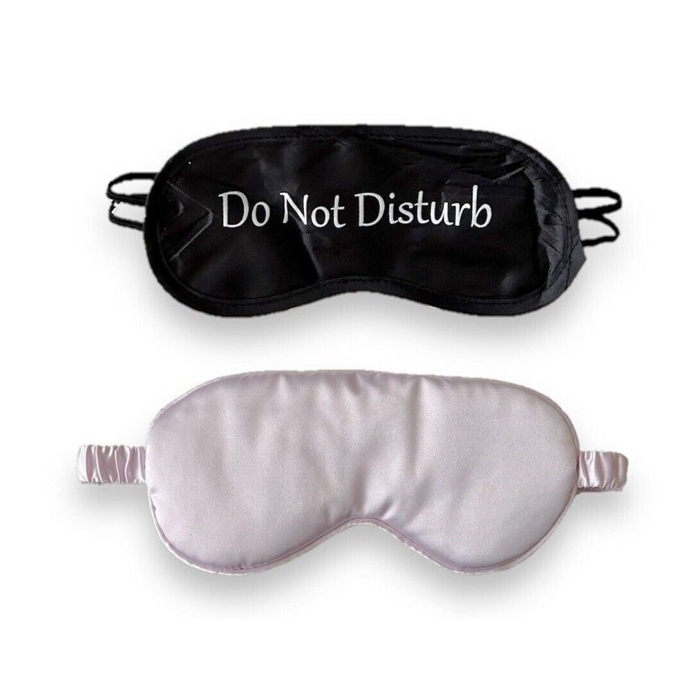 Set Of 2 Sleep Masks Purple & Black Sleeping Silk Night Eye Mask Do Not Disturb